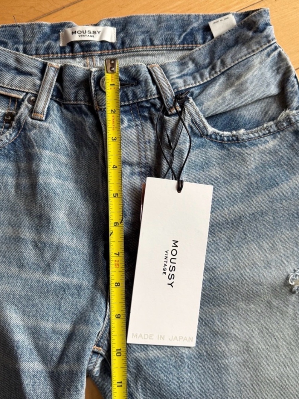 NEW MOUSSY VINTAGE STEELE2260 Straight Light Blue Denim Distressed Jeans Size 26 - Picture 13 of 15